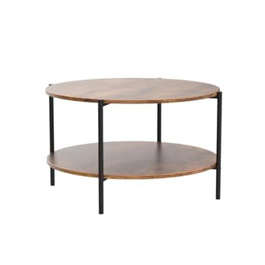 WLIVE Round Coffee Table, 32.6" Small Coffee Table with Storage Shelf, 2-Tier Circle Wood Center Table for Living Room, Apartment, Rustic Brown - Image 4