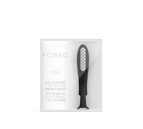 FOREO ISSA Hybrid Wave Brush Head Black, Medical-Grade Silicone & PBT Polymer Bristles, 6-Months Lasting