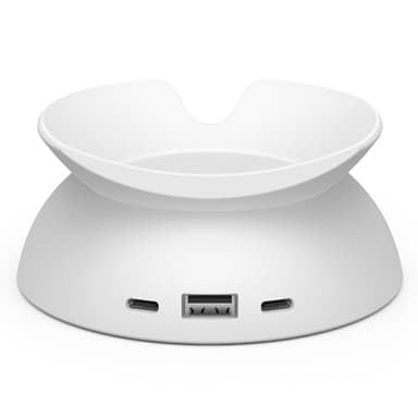 Echo Spot Bundle: Includes Echo Spot | Ocean Blue & Made for Amazon Stand with USB-C and USB-A Charging Ports | Glacier White - Image 3