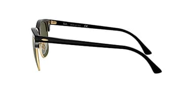 Ray-Ban RB3016 Clubmaster Square Sunglasses, Black on Gold/G-15 Green, 55 mm - Image 5