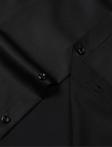 JEMITOP Men's Stretch Wrinkle Free Dress Shirts Formal Wedding Prom Long Sleeve Button Down Shirt Black XXL - Image 5