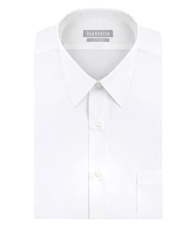 Van Heusen Men's Dress Shirt Fitted Poplin Solid, White, 15" Neck 32"-33" Sleeve - Image 3