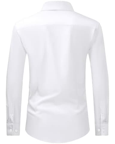 J.VER Men's Dress Shirts Stretch Long Sleeve Formal Shirt Solid Business Casual Button Down Shirts for Wedding Prom - Image 3