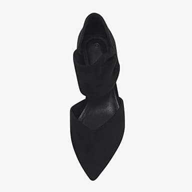 Coutgo Womens Low Kitten Heel Dress Shoes Pointed Toe Slip on Ankle Strap Cutout Elegant Party Wedding Pumps, Black, Size 7 - Image 4