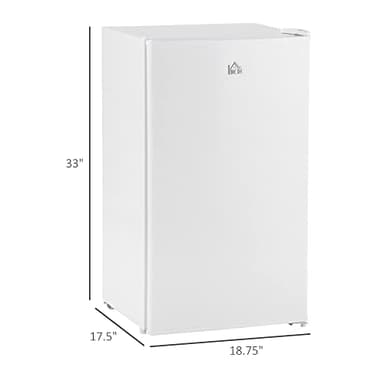 HOMCOM 3.2 Cu.Ft Mini Fridge with Freezer, Single Door Compact Refrigerator with Adjustable Thermostat, Shelf and Reversible Door for Bedroom, Dorm, Home Office, Energy Efficient, White - Image 7