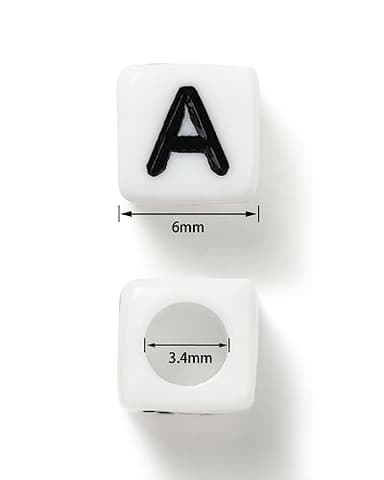 Deinduser 1064 Pieces Letter Beads - White Square Letter Beads for Bracelets - Acrylic Letter Beads for Jewelry Making - Bracelet Letter Beads - Alphabet Beads Black on White - Image 7
