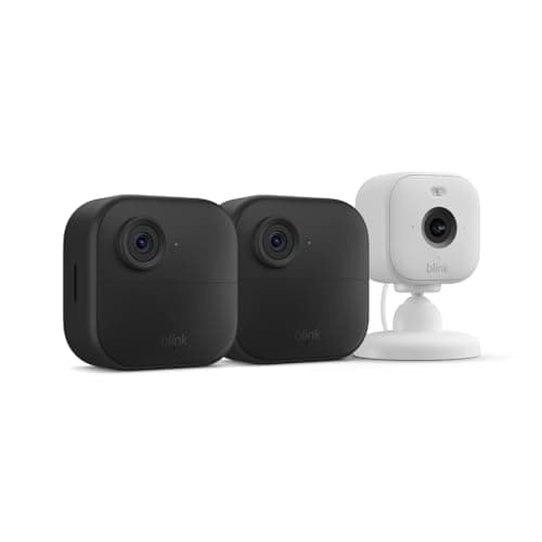 Blink Outdoor 4 + Blink Mini 2 — Smart security cameras, two-way talk, HD live view, motion detection, set up in minutes, Works with Alexa — 2 camera system + Mini 2 (White) - Image 1