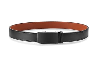 MILORDE Men's Genuine Leather Ratchet Belt (Essential Matte - Basic Black, 32" to 38" M807,115) - Image 6