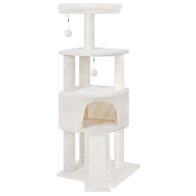 HUITREE 45in Cat Tree Tower with Big Condo for Indoor Kitten,Cat Tower with Scratching Post,Scratching Board and Cat Toys,Multi-Level,Small Space,Transformer Cat Tree, Beige(New) - Image 8