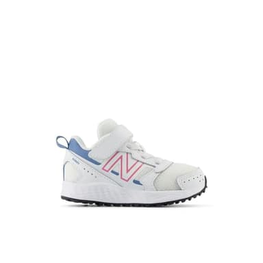 New Balance Baby Kids Fresh Foam 650 V1 Bungee Lace with Top Strap Running Shoe, White/Real Pink/Heron Blue, 4 X-Wide US Unisex Infant - Image 3