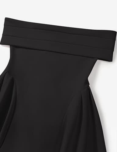 ZESICA Cocktail Dresses for Women's Elegant Off Shoulder Short Sleeve Swing A Line Wedding Evening Party Midi Dress,Black,X-Large - Image 6
