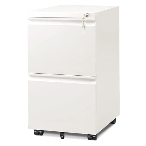 DEVAISE 2 Drawer Mobile File Cabinet with Lock, Commercial Vertical Filing Cabinet for Home Office, White - Image 1