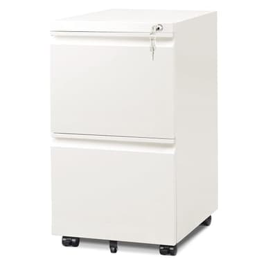DEVAISE 2 Drawer Mobile File Cabinet with Lock, Commercial Vertical Filing Cabinet for Home Office, White - Image 1