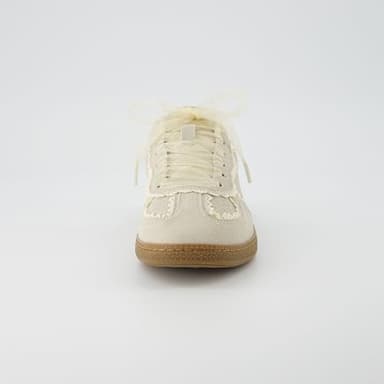 CUSHIONAIRE Belinda Women’s Lace Detail Casual Sneakers – Elegant Ribbon Lace-Up Shoes with Memory Foam, Ivory Vegan Suede 7.5 - Image 8
