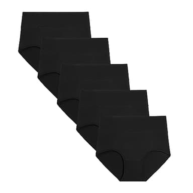 POKARLA Womens Cotton Underwear High Waisted Full Coverage Underpants Soft Breathable Postpartum Panties Stretch Briefs Black - Image 1