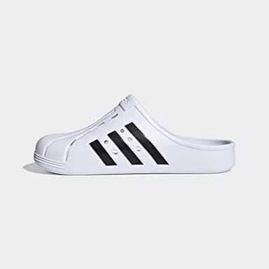 adidas unisex adult Adilette Clog Slide Sandal, White/Black/White, 7 Women Men US - Image 7