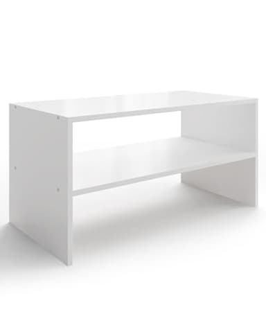 LOWOSA 2-Tier Stackable White Shoe Rack, Wooden 2-Shelf Shoe Organizer Freestanding Shoe Storage Stand for 6-9 Pairs, Perfect for Closet, Entryway, Office Use - Modern White - Image 1