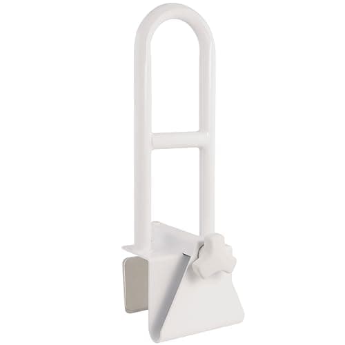 Vaunn Medical Adjustable Bathtub Safety Rail Shower Grab Bar Handle, Stainless Steel, White - Image 1