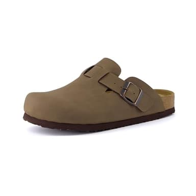 CUSHIONAIRE Hana Womens Clogs | Comfortable Vegan Suede Clogs for Women | Slip On Potato Shoes with Cork Footbed & Arch Support| BROWN 7.5 - Image 9