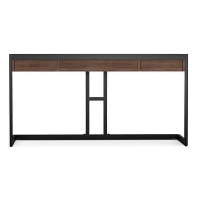 SIMPLIHOME Erina Desk - 60-Inch Wide Solid Acacia Wood and Metal Writing Desk in Distressed Charcoal Brown, Modern Industrial Home Office Computer Table for Study with 2 Drawers and Keyboard Tray - Image 6