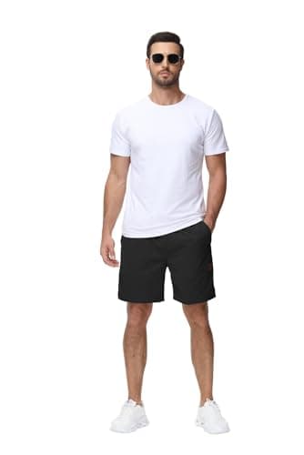 Yundobop Men's Casual 7 Inch Shorts Twill Drawstring Summer Beach Stretch Golf Shorts with Zipper Pockets Black 42 - Image 6