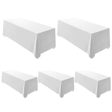 Surmente 5 Pack White Rectangle Tablecloth 90 x 156-inch Rectangular Polyester Table Cloth for Weddings, Banquets, or Restaurants - Image 1