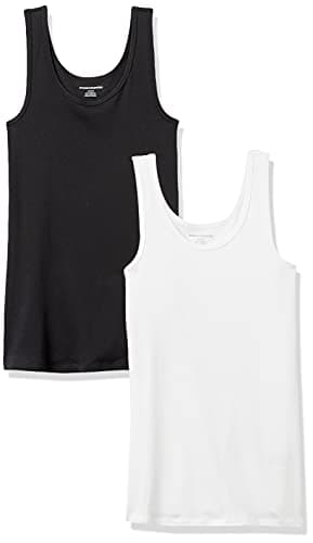 Amazon Essentials Women's Slim-Fit Tank Top, Pack of 2, Black/White, Large - Image 1