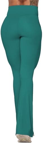 Sunzel Flare Leggings, Crossover Yoga Pants with Tummy Control, High-Waisted and Wide Leg, 30" Inseam, Jasper Green, Large - Image 2
