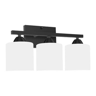 YICALE 3-Light Bathroom Vanity Light Fixture, Matte Black Bathroom Light Fixtures Over Mirror, Modern Vanity Wall Sconce Lighting for Bedroom, Milky White Glass Shade, E26 Base, Bulbs Not Included - Image 7