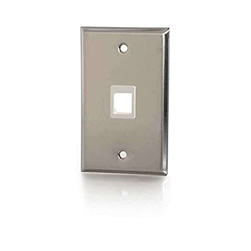 Legrand - C2G 1 Port Keystone Wall Plate, 1 Gang Keystone Wall Plate, Stainless Steel Wall Plate, 1 Count, C2G 37093 - Image 1