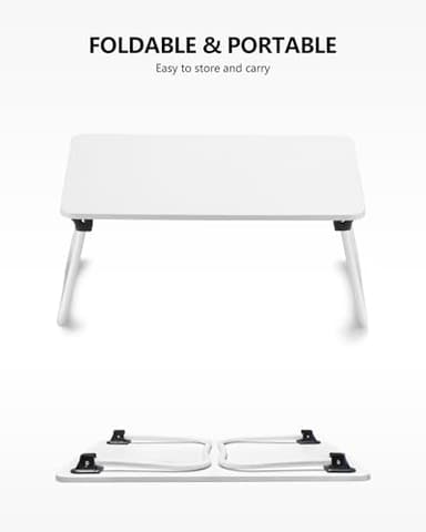 ZEAPTAC Laptop Bed Desk, Foldable Lap Desk, Portable Laptop Stand, Lightweight & Mini Table for Breakfast/Picnic/Drawing/Couch/Floor - White - Image 6