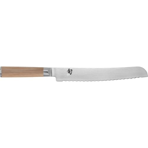 Shun Classic Blonde 9" Bread Knife, Handcrafted Japanese Serrated Knife, VG-MAX Core with Damascus Stainless Steel Cladding, Pakkawood Handle, Slicing Tool for Professional and Home Chefs - Image 1