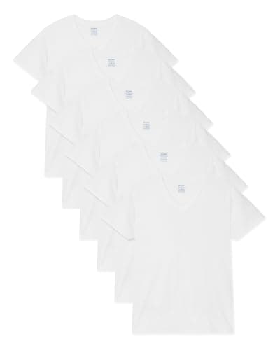 Gildan Men's V-Neck T-Shirts, Multipack, Style G1103, White (6-Pack), Medium - Image 1