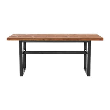 Walden Dining Table, Rustic Chestnut Finish, Urban Industrial Farmhouse Style, Cedar Top, Seats 6, Dimensions 72"W x 34"D x 30"H, Sleek Black Legs, Perfect for Family Dinners and Entertaining - Image 5