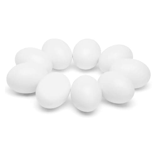 SallyFashion Wooden Fake Eggs for Nesting Boxes, 9 PCS White Easter Eggs for Craft Pretend Play Kitchen Accessories for Toddler Kids - Image 1