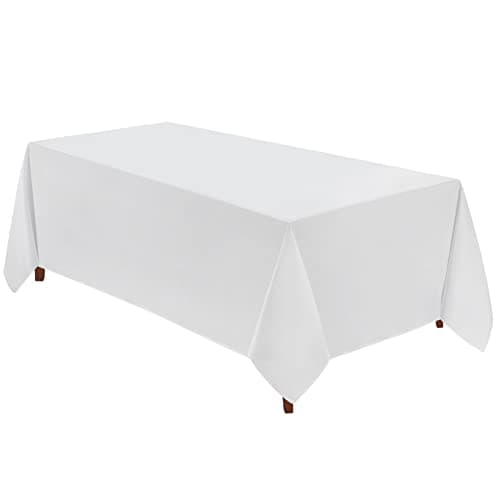 VidaFete Tablecloth 90 * 156inch Rectangle Table Cloth Polyester, Stain Wrinkle Resistant Polyester Dining Table Cover for Kitchen Dinning Party Wedding Rectangular Tabletop Buffet Decoration(White) - Image 1