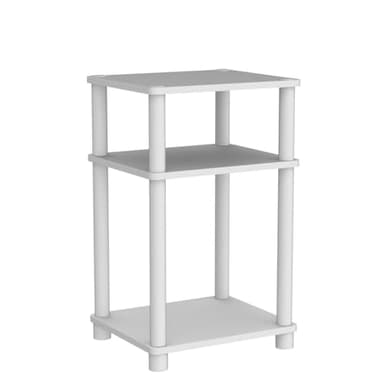 Furinno Just 3-Tier Turn-N-Tube End Table / Side Table / Night Stand / Bedside Table with Plastic Poles, 2-Pack, White/White - Image 5