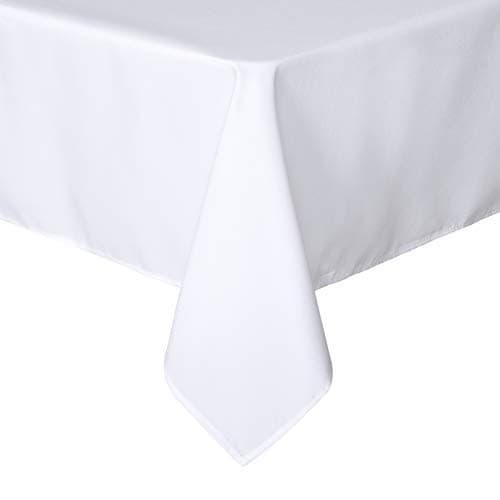 sancua Rectangle Tablecloth - 60 x 84 Inch - Stain and Wrinkle Resistant Washable Polyester Table Cloth, Decorative Fabric Table Cover for Dining Tables, Buffet Parties and Camping, White - Image 1