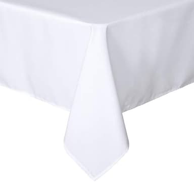 sancua Rectangle Tablecloth - 60 x 84 Inch - Stain and Wrinkle Resistant Washable Polyester Table Cloth, Decorative Fabric Table Cover for Dining Tables, Buffet Parties and Camping, White - Image 1