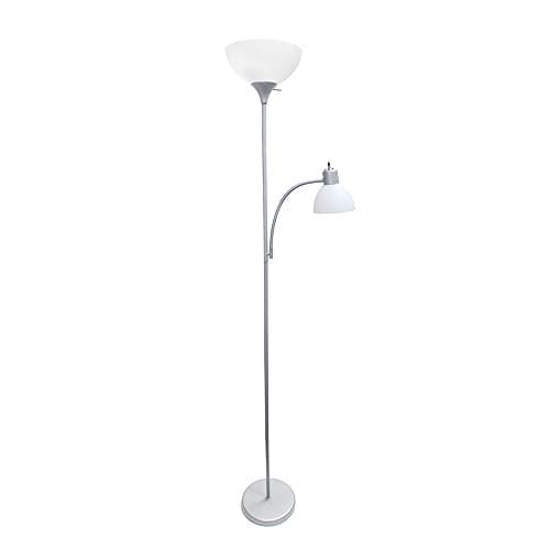 Simple Designs LF2000-SLV Mother-Daughter Floor Lamp with Reading Light, Silver - Image 1