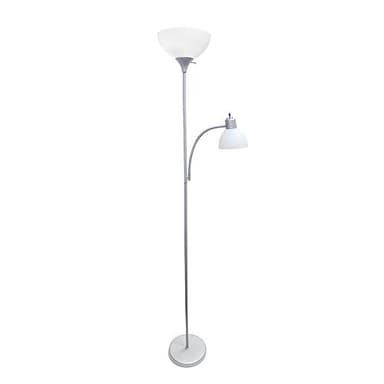 Simple Designs LF2000-SLV Mother-Daughter Floor Lamp with Reading Light, Silver - Image 1