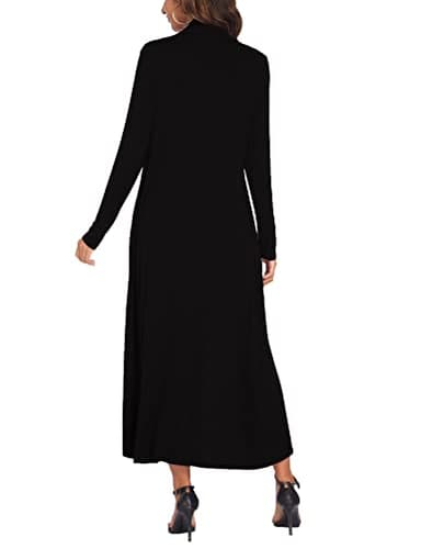 Bluetime Women Losse Open Front Drape Cardigan with Pockets Maxi Long Lightweight Duster (M, Black) - Image 5