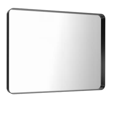 LOAAO 40X30 Inch Black Metal Framed Bathroom Mirror for Wall, Matte Black Bathroom Vanity Mirror Farmhouse, Large Rounded Rectangle Mirror, Anti-Rust, Tempered Glass, Hangs Horizontally or Vertically - Image 3