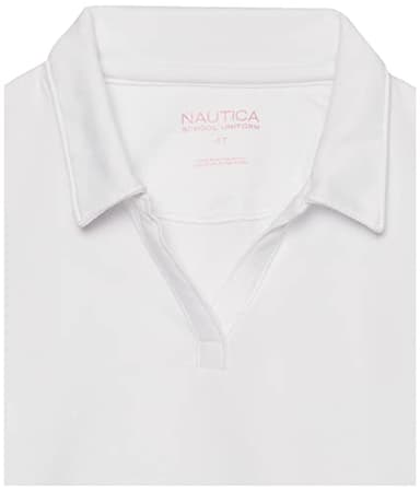 Nautica Girls School Uniform Short Sleeve Performance Polo Shirt, White, 12 14 US - Image 4