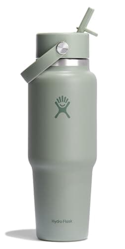 Hydro Flask Travel Water Bottle - Insulated Stainless Steel - Wide Straw Lid, Non Spill, Leakproof in 32 Oz Agave Green - Image 1