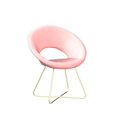 CangLong Modern Velvet Accent Upholstered Make-up Stool Home Office Guest Reception Dining Leisure Lounge Chairs with Golden Legs Set of 2, Pink 1 - Image 5