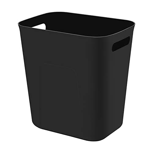 UUJOLY Plastic Small Trash Can Wastebasket, Garbage Container Basket for Bathrooms, Laundry Room, Kitchens, Offices, Kids Rooms, Dorms, 3.5 Gallon, Black - Image 1
