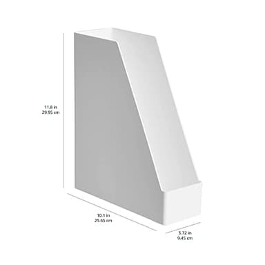 Amazon Basics Rectangular Plastic Desk Organizer, Magazine Rack, White, 2-Pack - Image 7