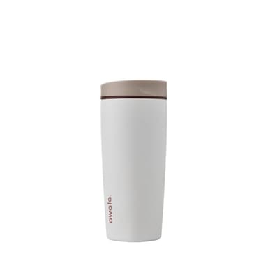 Owala SmoothSip Slider Insulated Stainless Steel Coffee Tumbler, Reusable Iced Coffee Cup, Hot Coffee Travel Mug, BPA Free 20 oz, Tan/White (Vanilla Bean) - Image 1