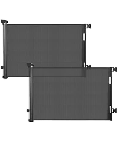 2 Pack Retractable Baby Gate,Mesh Baby Gate or Mesh Dog Gate,33" Tall,Extends up to 55" Wide,Child Safety Gate for Doorways, Stairs, Hallways, Indoor/Outdoor（Black,33"x55" - Image 1